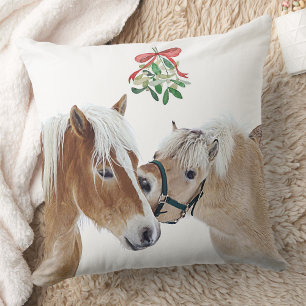 Coussin Cheval Noël Mistletoe Cute Ponies Équitation