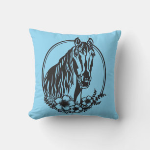 Coussin Cheval tête avec fleurs