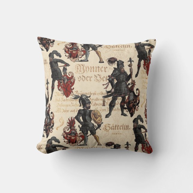 Coussin Chevalier de la Renaissance dans l'armure Élégante (Recto)