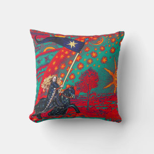 COUSSIN CHEVALIER FEMME DES ÉTOILES CHEVAUCHER EN FLAMMARI