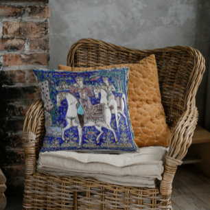 Coussin Chevaliers de Perse Romance Ciel Bleu Blanc  