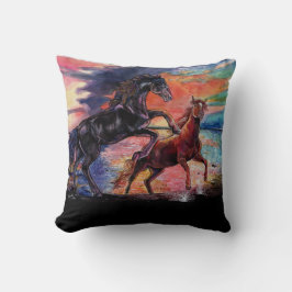 Coussin Chevaux d'aquarelle sans fin Sky