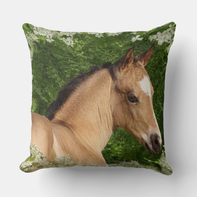 Coussin Chevaux d'imaginaire : Fleurs (Recto)