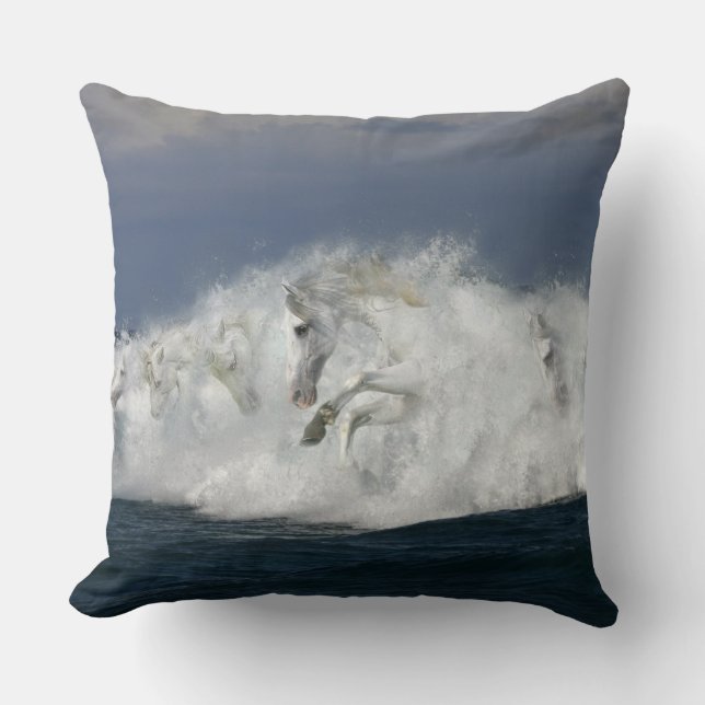 Coussin Chevaux d'imaginaire : Mer (Recto)