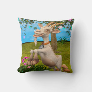 Coussin Chèvre de dessin animé drôle Art d'animal de jardi