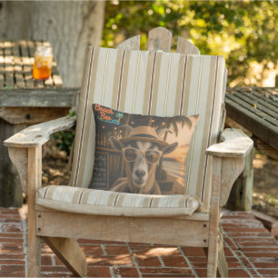 Coussin Chèvre de plage cool avec cocktail