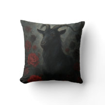 Chèvre noire gothique avec roses rouges Art foncé