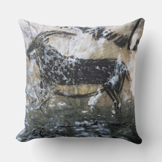 Coussin Chèvre ou chamois, peinture de roche dans la salle (Recto)
