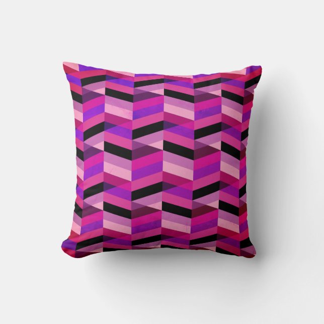 Coussin Chevron Abstrait/Herringbone | Purples et violets (Recto)