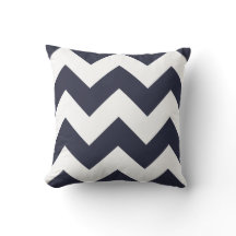 Coussin Chevron avec Navy Blue Zigzag