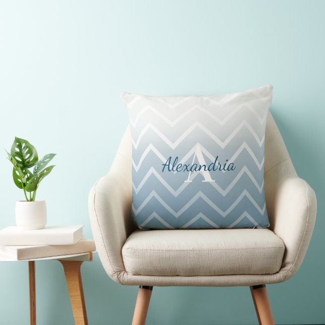 Coussin Chevron blanc ciel bleu (Chaise)