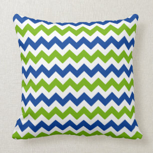 Coussin Chevron et pois verts et bleus