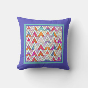 Coussin Chevron feuilleté sur Periwinkle/Mint