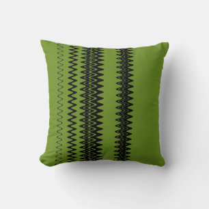 Coussin Chevron Green Zigzag Stripes Art Design