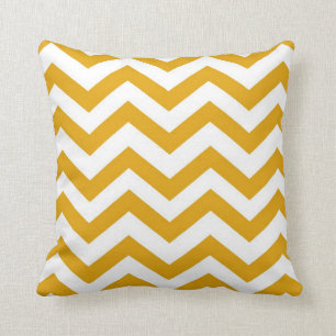 Coussin Chevron jaune moutarde et blanc