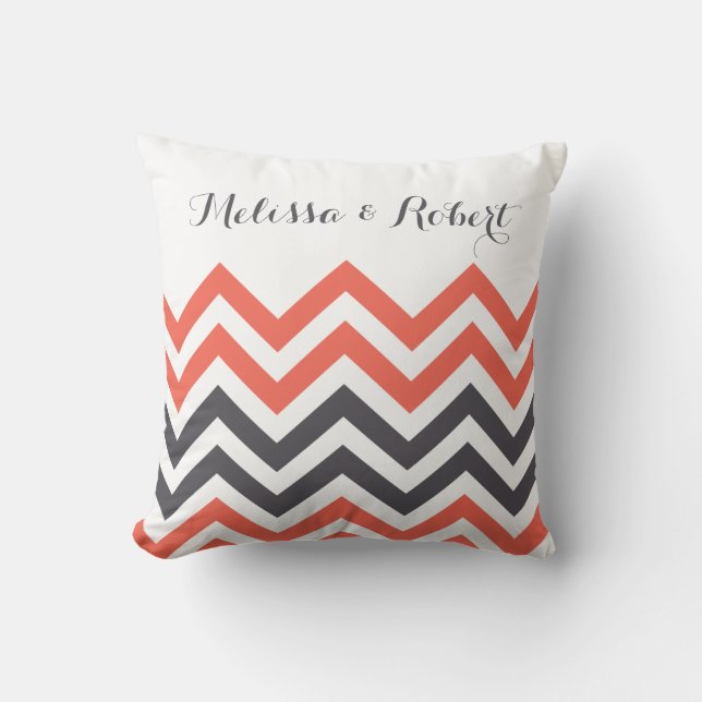 Coussin Chevron, le couple de l'anniversaire Mariage moder (Recto)