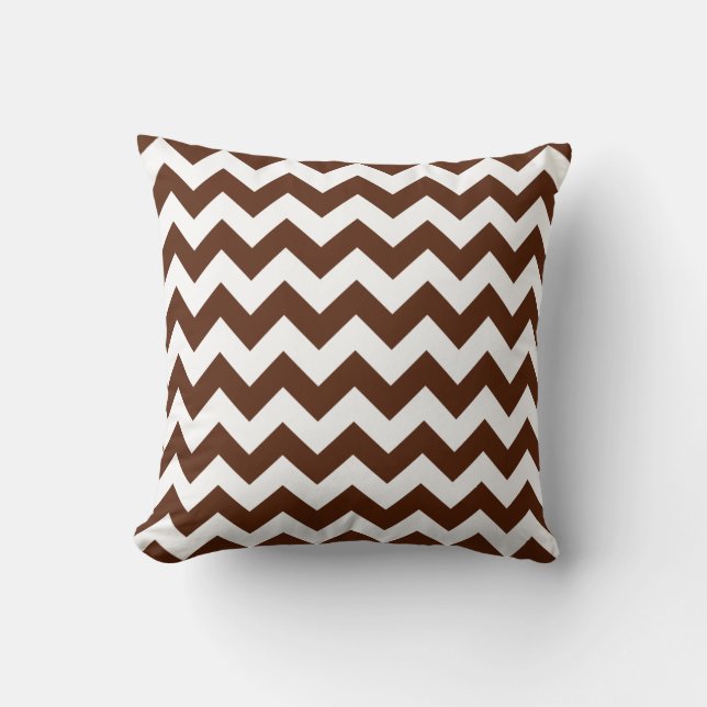 Coussin Chevron Marron et Blanc (Recto)