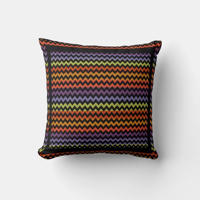Coussin Chevron moderne coloré Zigzag (Recto)