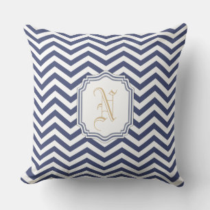Coussin Chevron Monogramme de la marine nautique