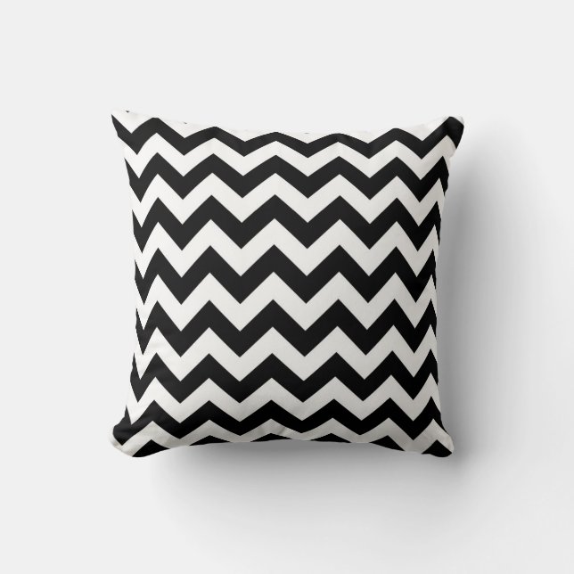 Coussin Chevron noir et blanc (Recto)