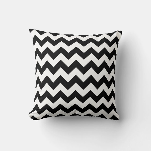 Coussin Chevron noir et blanc (Recto)
