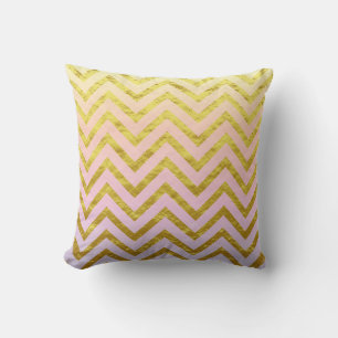 Coussin Chevron Papier D'or Rose Blanc Ombré Féminin Chic