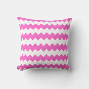 Coussin chevron rose et blanc clair rayé