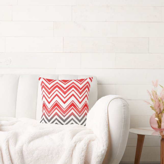 Coussin Chevron rouge gris noir blanc (Canapé)