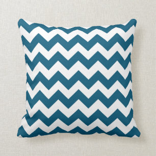 Coussin Chevron Zig Zag Turquoise foncé et blanc
