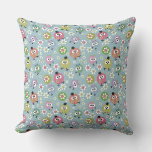 Coussin chevrotines beiges grises oiseaux pucerons brillan