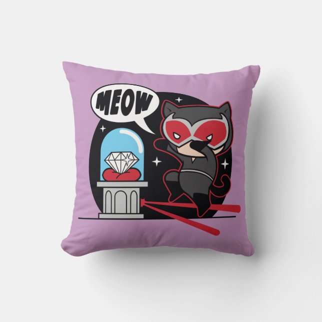 Coussin Chibi Catwoman à voler un diamant (Recto)