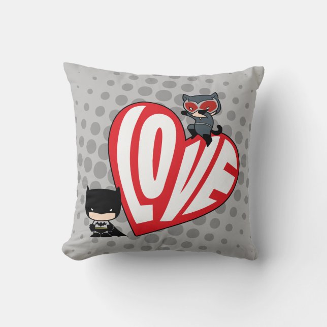 Coussin Chibi Catwoman rebondit sur Batman (Recto)