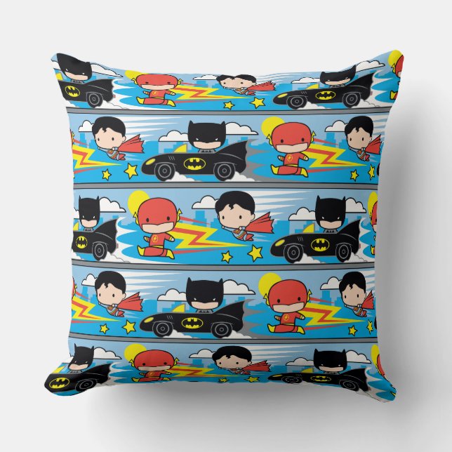 Coussin Chibi Flash, Superman et Batman Racing Motif (Recto)