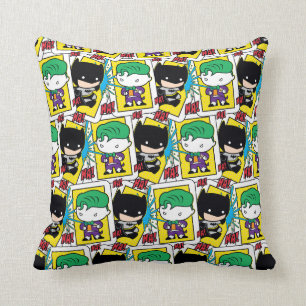 Coussin Chibi Joker et Batman Motif de cartes de jeu