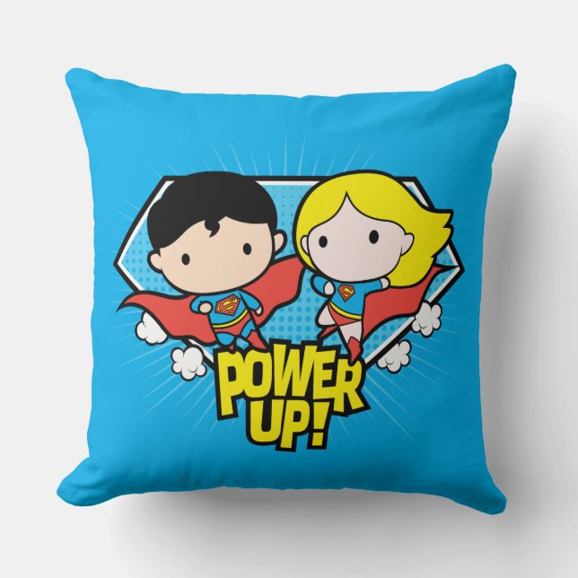 Coussin Chibi Superman & Chibi Supergirl Power Up! (Recto)