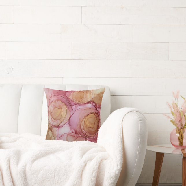 Coussin Chic Abstrait Floral Rose Brown Beige violet (Canapé)