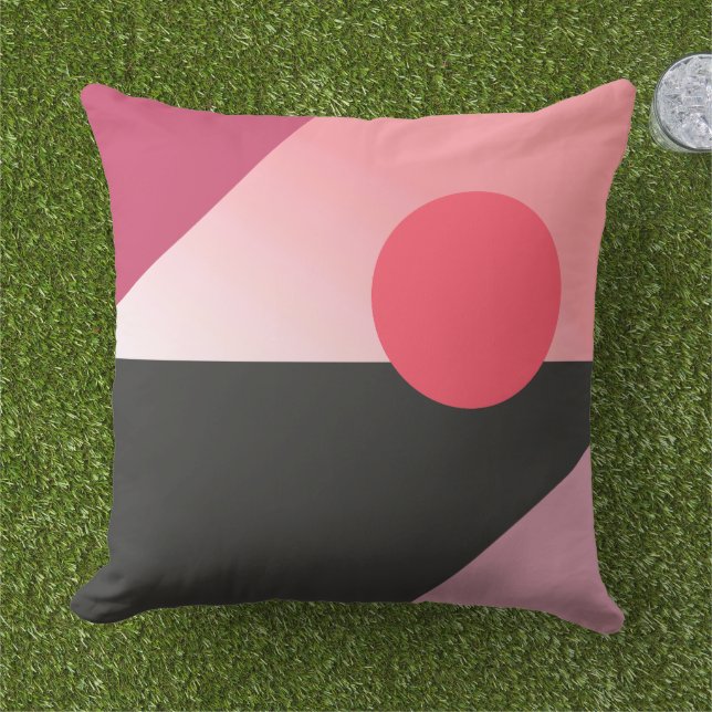 Coussin Chic Abstrait géométrique circles rose Motif d'art (Herbe)