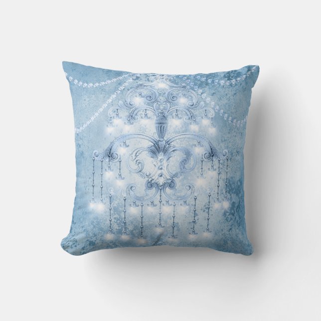 Coussin Chic Bleu Chic Chandeliers Aquarelle (Recto)