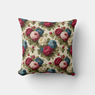 Coussin Chic Botanique Vintage Roses Rustiques Décoratives