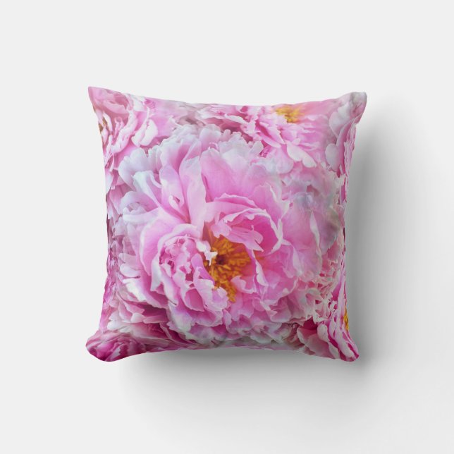 Coussin Chic Chic Pink Pastel Peonies roses (Recto)