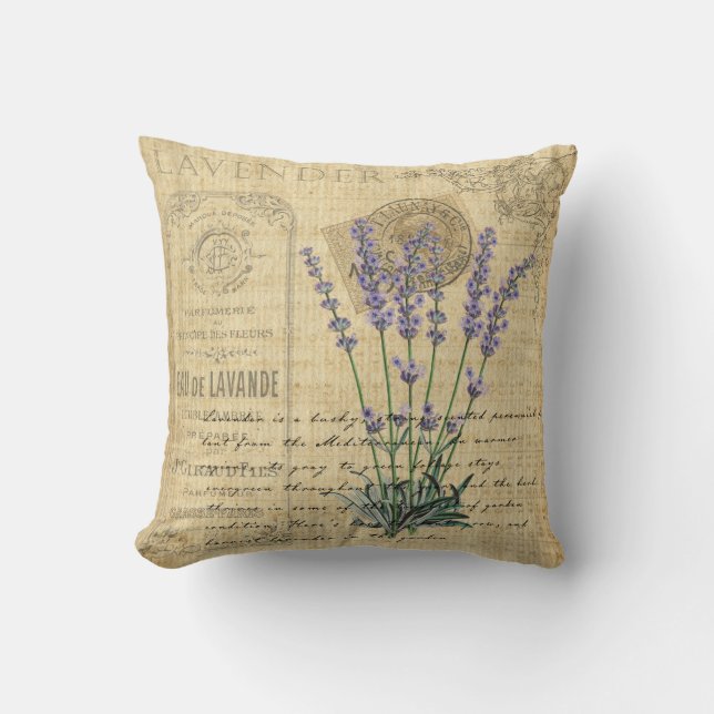 Coussin Chic chic vintage Lavender Cushion. (Recto)