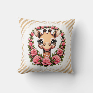 Coussin Chic Giraffe à couronne florale