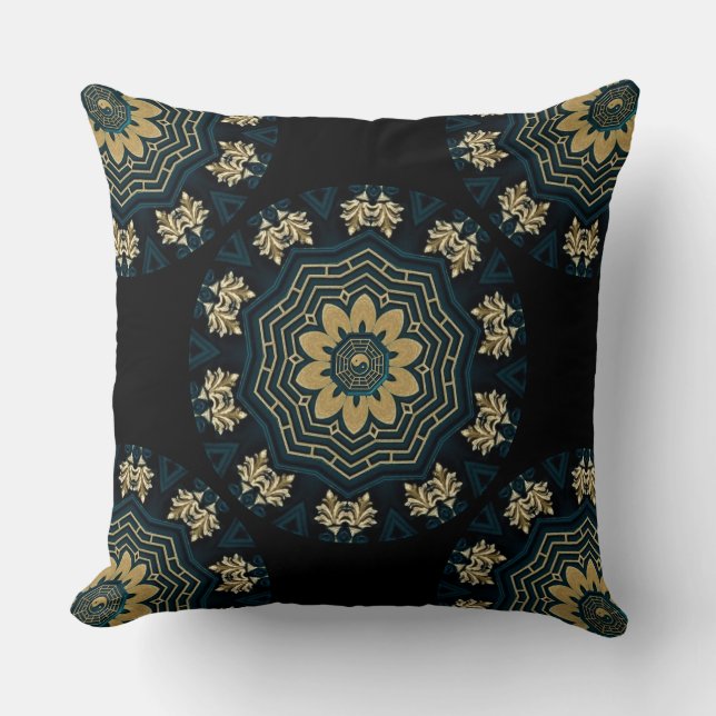 Coussin Chic Gold & Green Asian Style 2 (Recto)