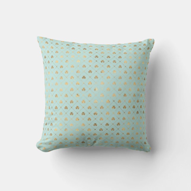 Coussin Chic Gold Shamrock Diamond Motif Mint (Recto)