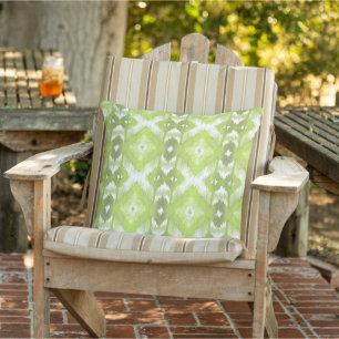 Coussin Chic Lime Olive Green White Ikat Motif tribal