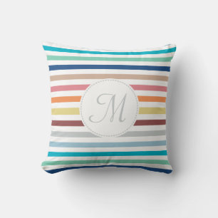 Coussin Chic Monogram Pastel Arc-en-ciel bandes horizontal