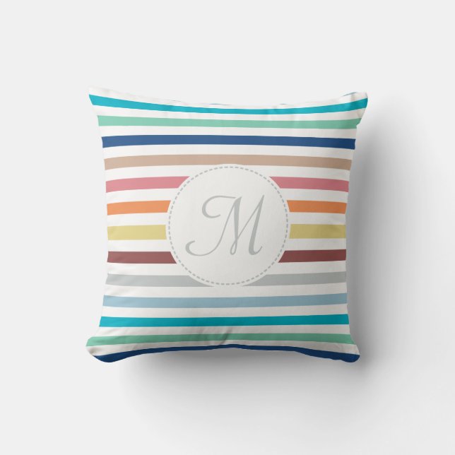 Coussin Chic Monogram Pastel Arc-en-ciel bandes horizontal (Recto)