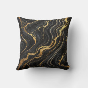 Coussin Chic noir et or métallisé marbre vue glamour