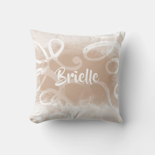 Coussin Chic Pastel Brown Aquarelles Avec Nom
