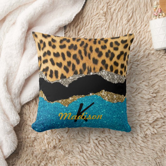 Coussin Chic poster de animal turquoise parties scintillan (Couverture)